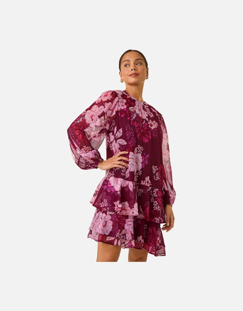 Petite Floral Print Frill Swing Dress
