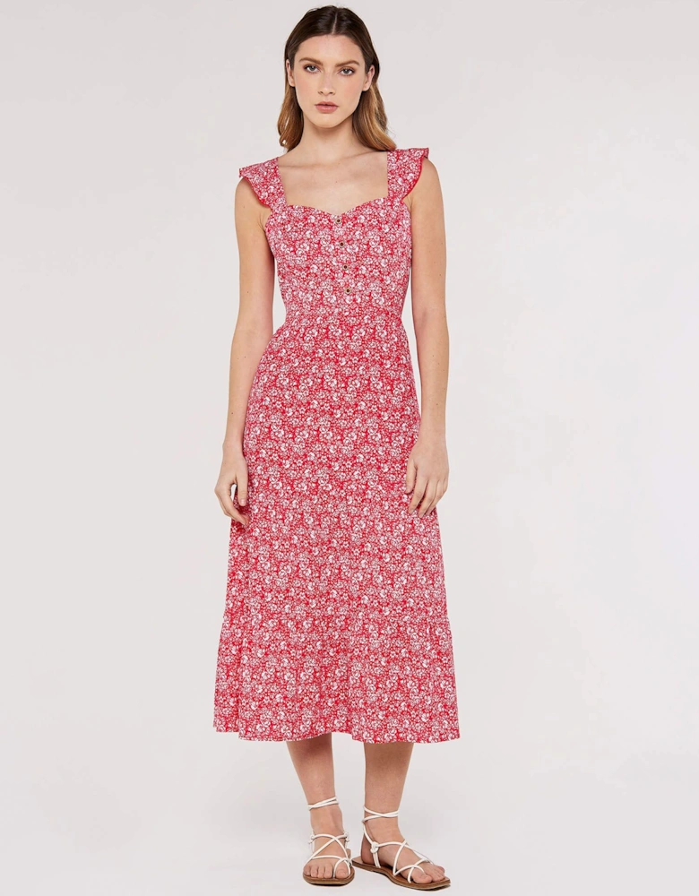 Ditsy Floral Tiered Midi Dress