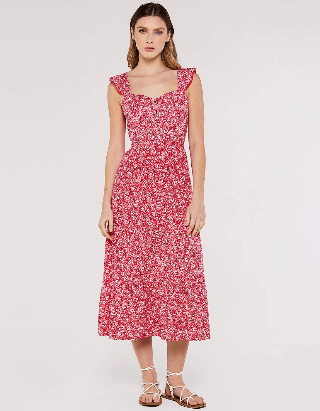 Ditsy Floral Tiered Midi Dress, 2 of 1