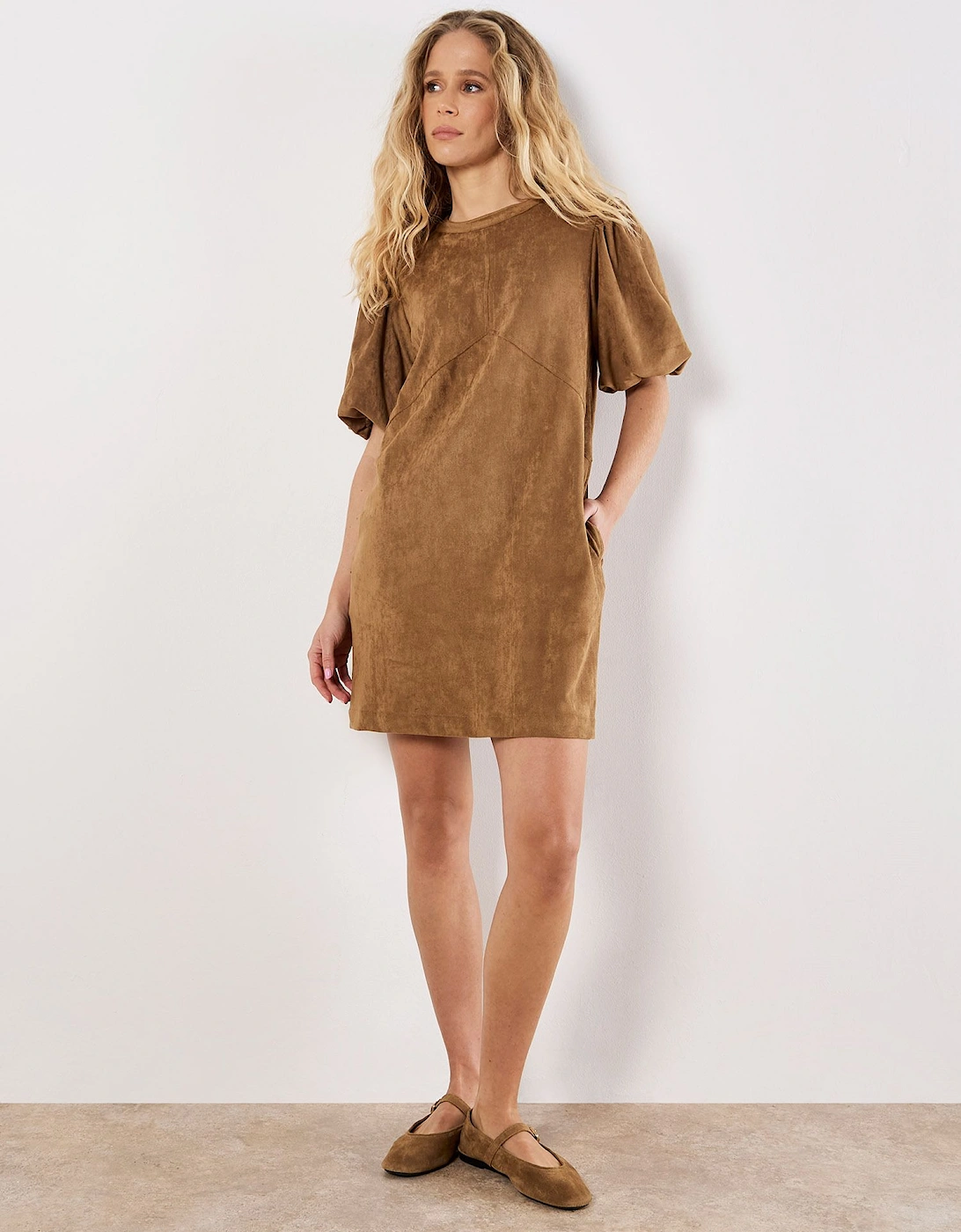 Suede Shift Mini Dress, 2 of 1