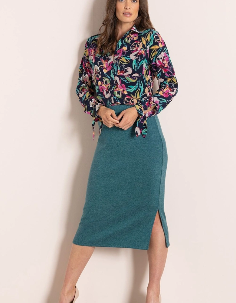 Pull On Brushed Knit Midi Skirt