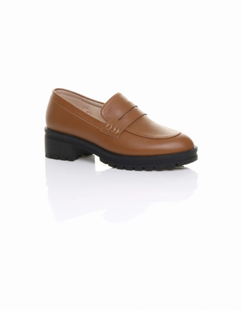 Mid  Heel Chunky Heeled Penny  Loafers