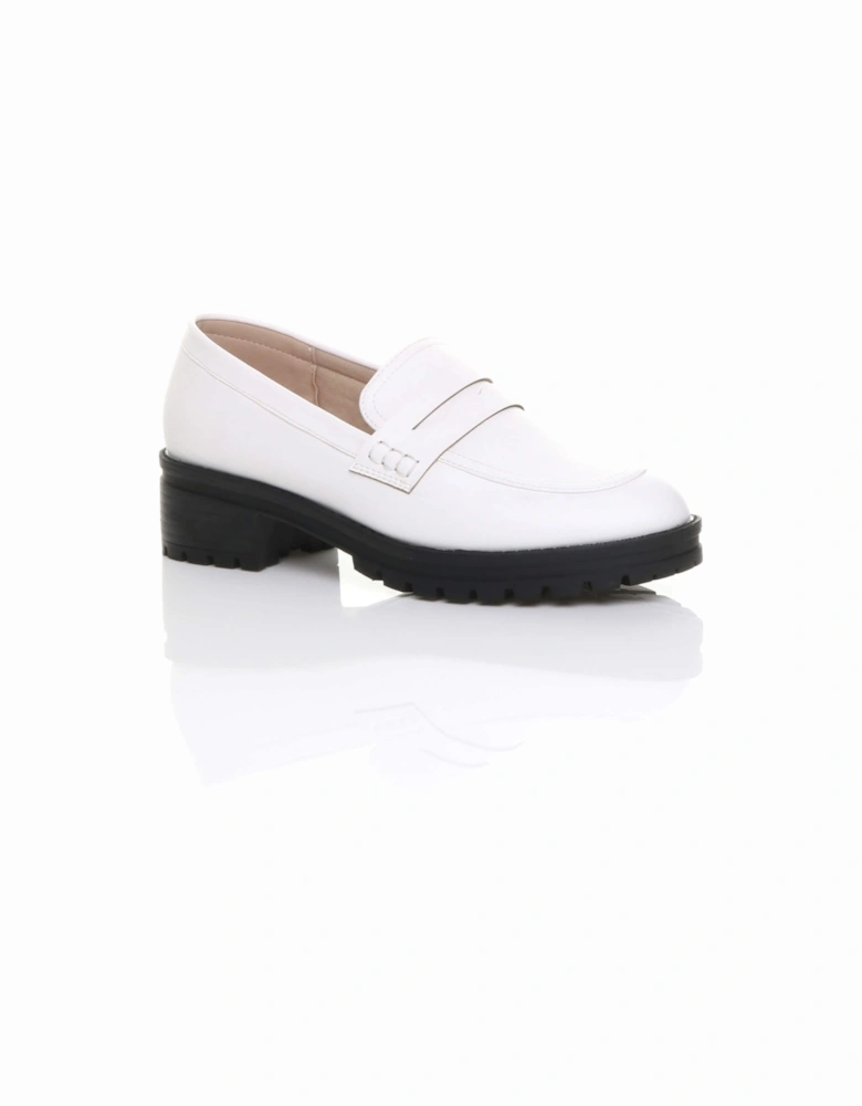 Mid  Heel Chunky Heeled Penny  Loafers