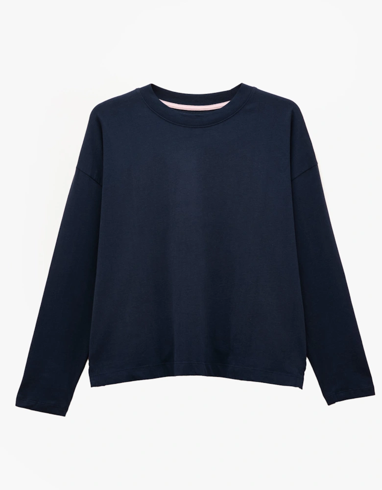 JERSEY Pyjama Top Womens Sweatshirts Navy