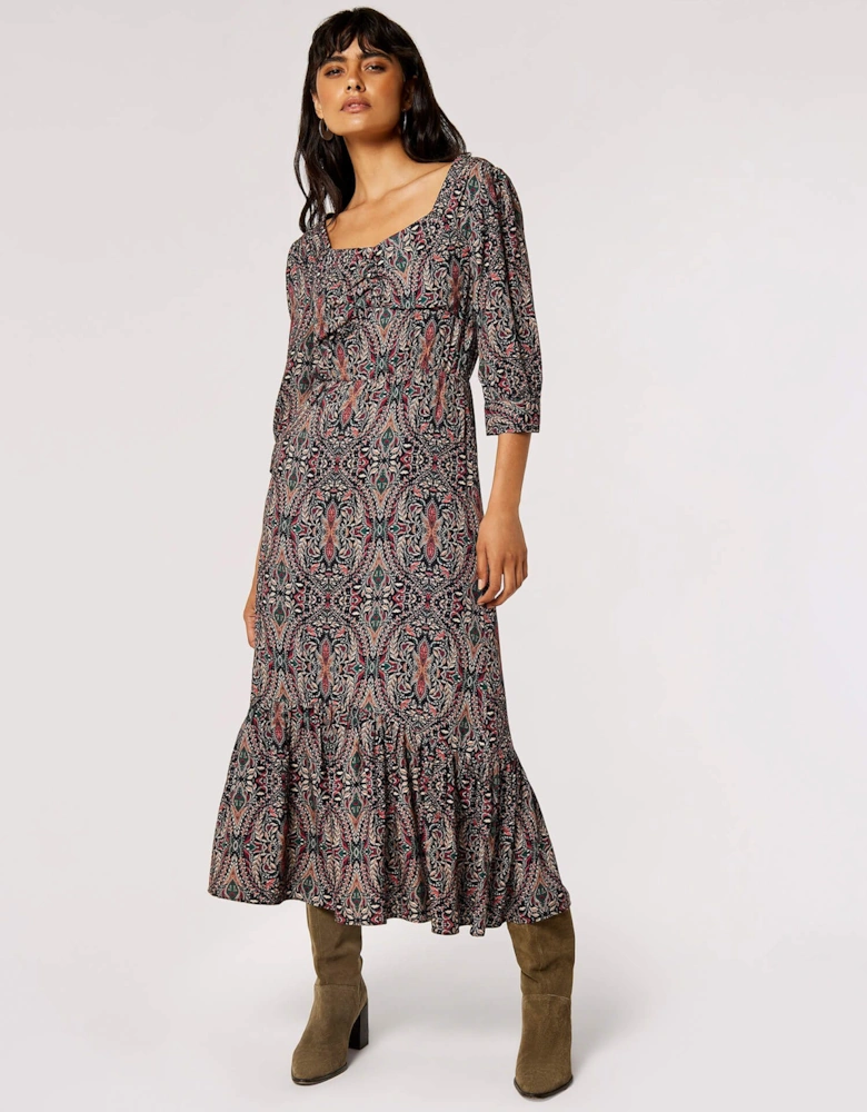 Paisley Print Midi Dress