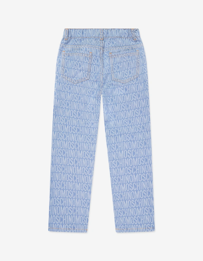 Boys All Over Logo Jeans in Blue