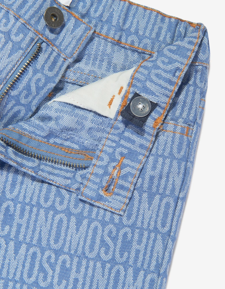 Boys All Over Logo Jeans in Blue