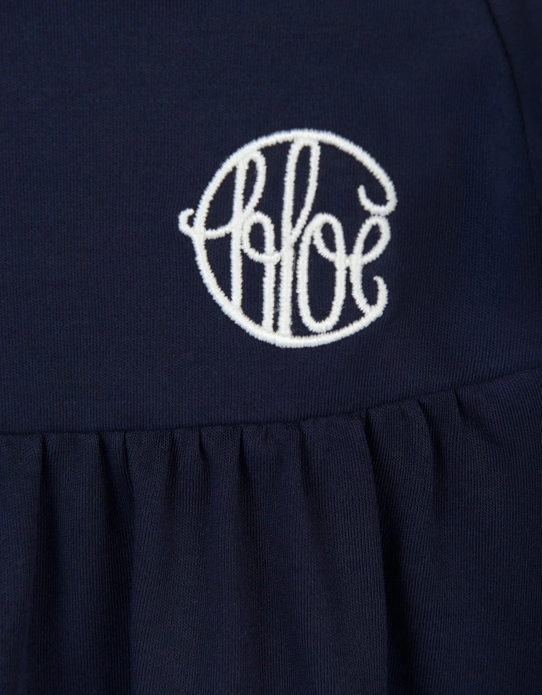Girls Cotton Ruffle Dress in Navy