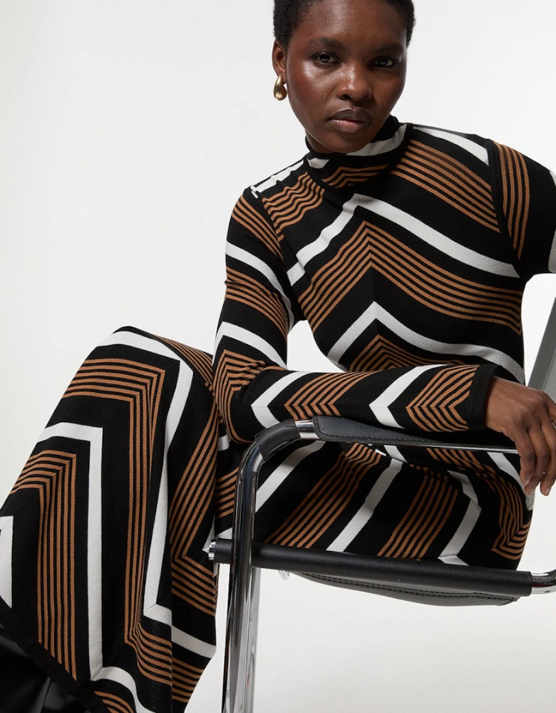 Contrast Stripe Detail Knitted Maxi Dress
