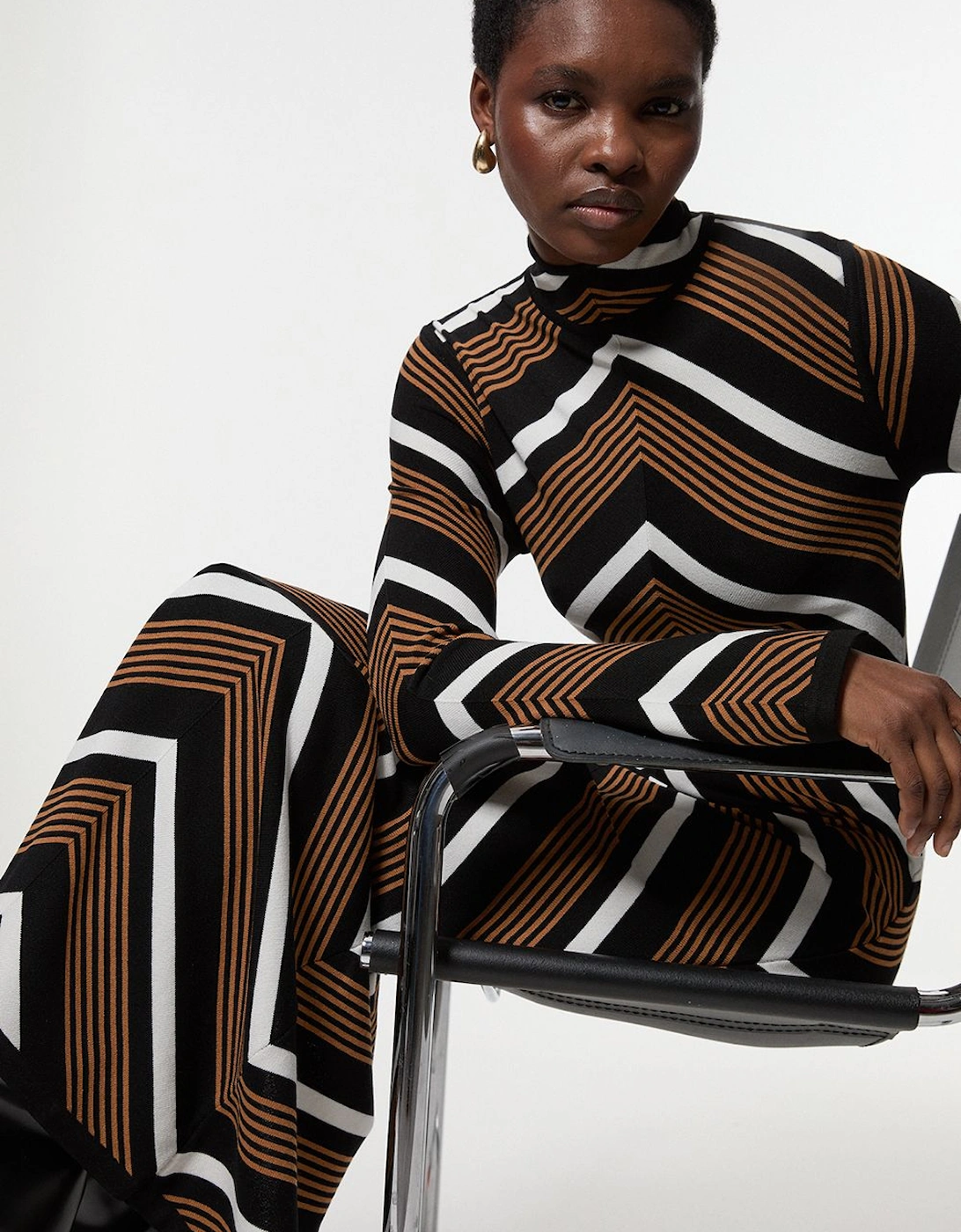 Contrast Stripe Detail Knitted Maxi Dress, 2 of 1