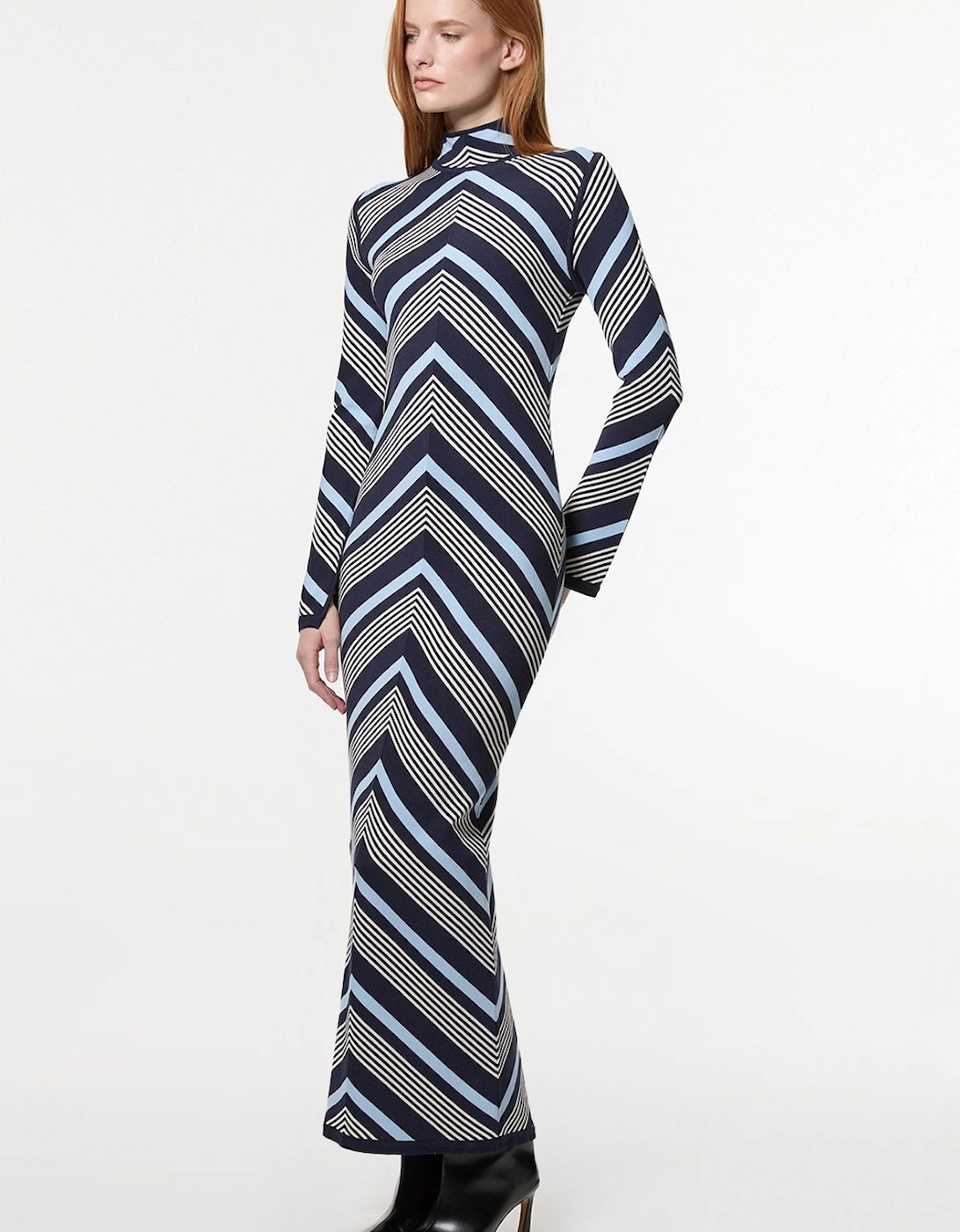 Contrast Stripe Detail Knitted Maxi Dress, 2 of 1