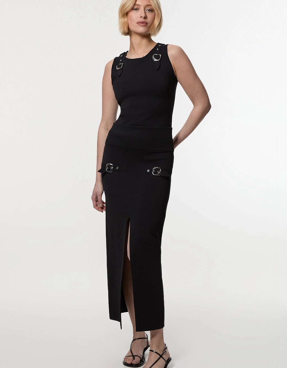 Buckle Trim Knitted Skirt, 2 of 1