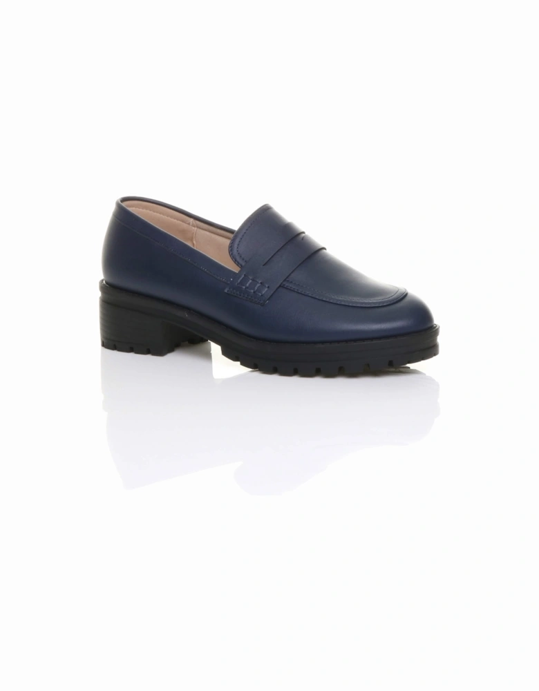 Mid  Heel Chunky Heeled Penny  Loafers