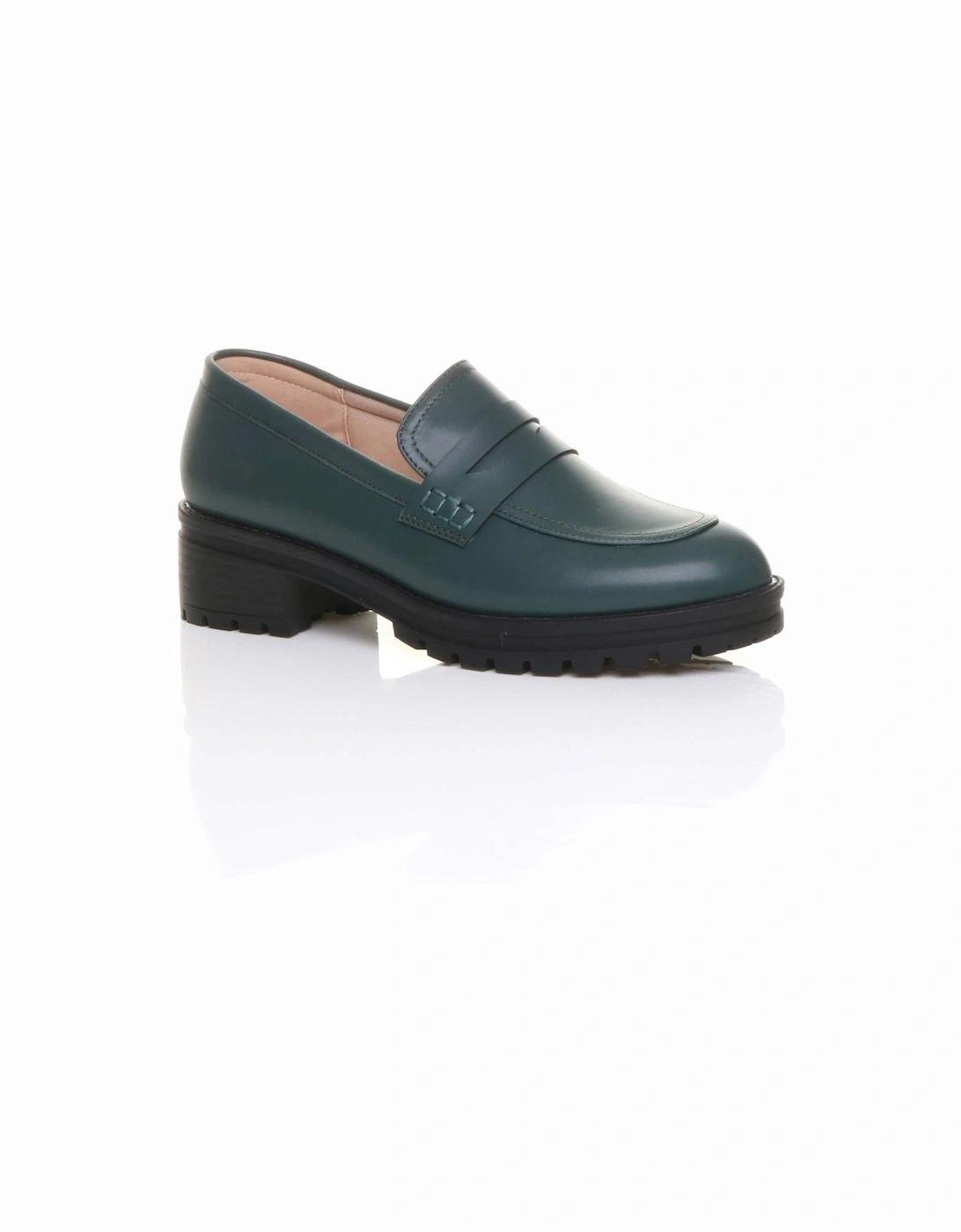 Mid  Heel Chunky Heeled Penny  Loafers, 2 of 1