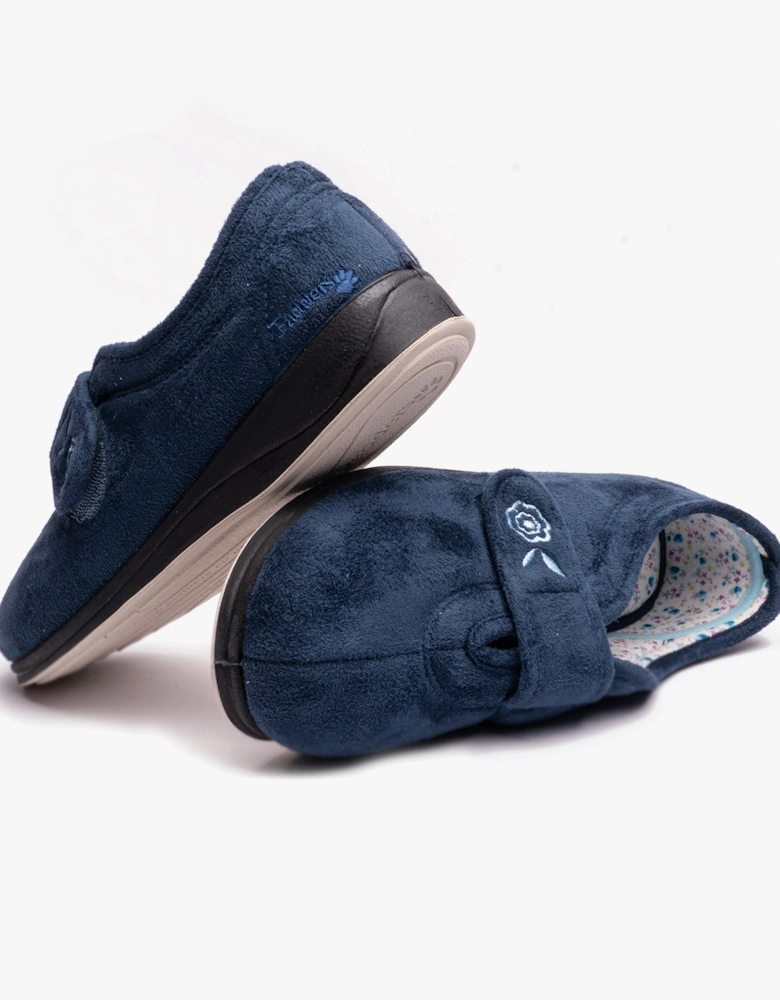 CAMILLA Womens (2E Fit) Touch Fasten Slippers Denim Blue