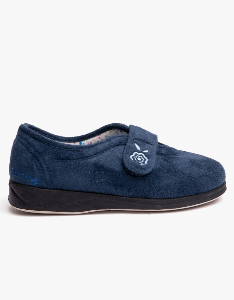 CAMILLA Womens (2E Fit) Touch Fasten Slippers Denim Blue
