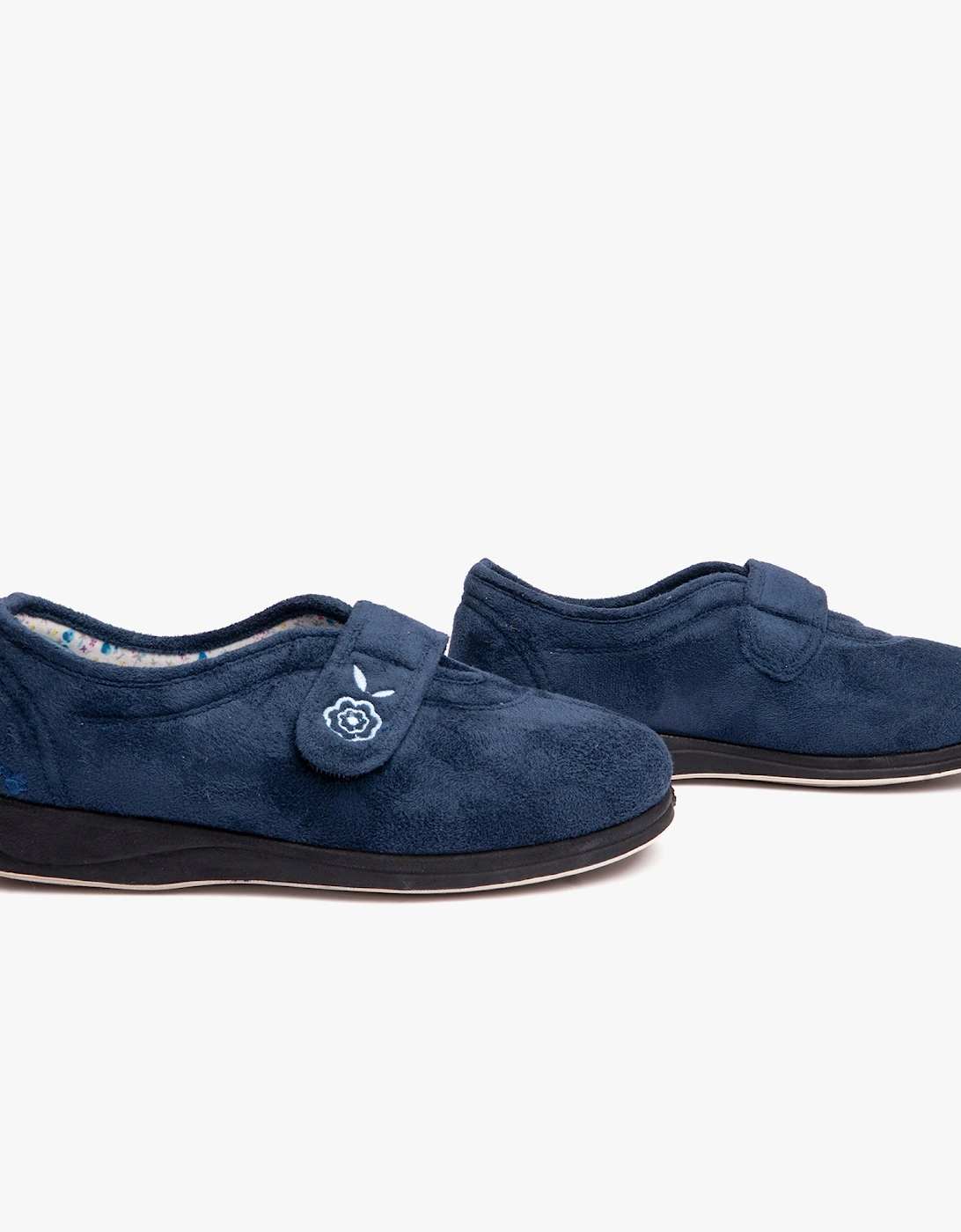 CAMILLA Womens (2E Fit) Touch Fasten Slippers Denim Blue