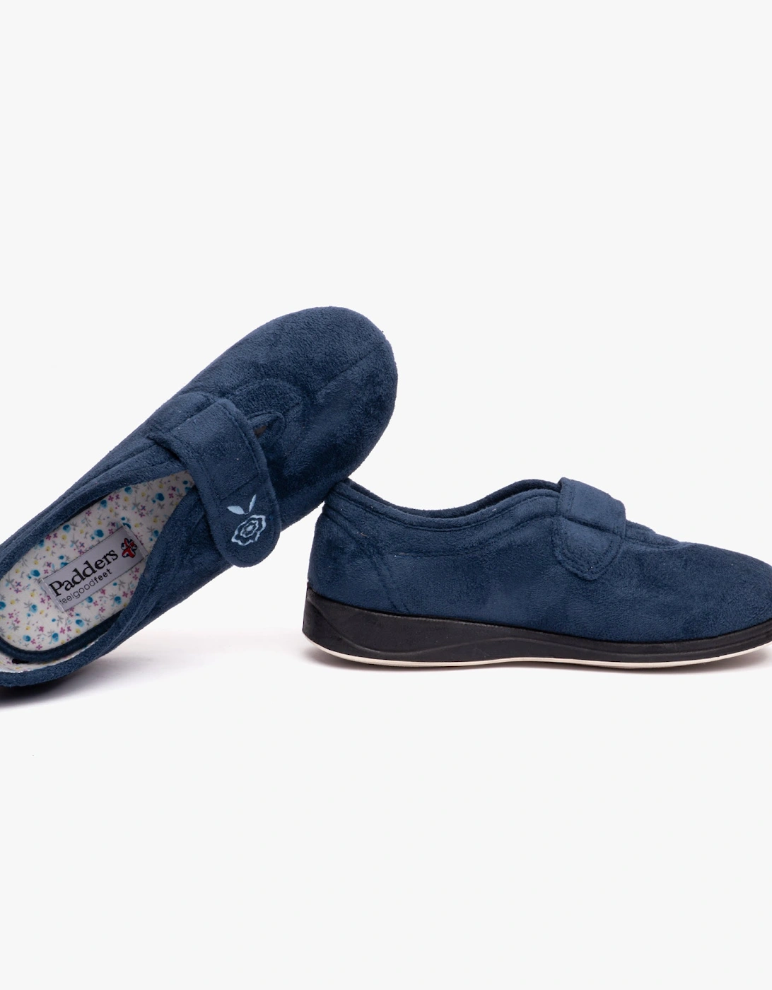 CAMILLA Womens (2E Fit) Touch Fasten Slippers Denim Blue