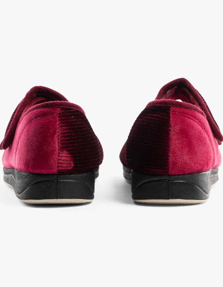 LYDIA X Womens (6E Fit) Touch Fasten Slippers Winter Red