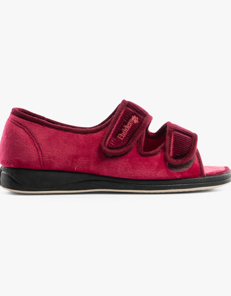 LYDIA X Womens (6E Fit) Touch Fasten Slippers Winter Red