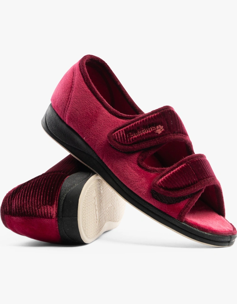LYDIA X Womens (6E Fit) Touch Fasten Slippers Winter Red