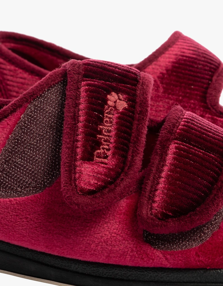 LYDIA X Womens (6E Fit) Touch Fasten Slippers Winter Red
