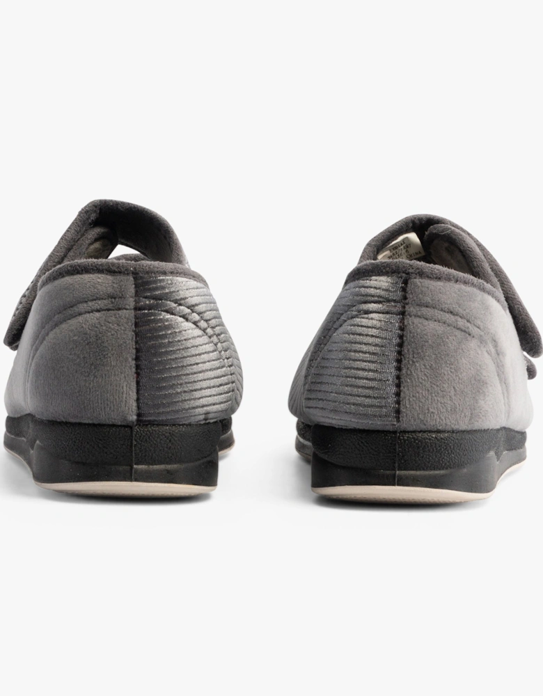 LYDIA X Womens (6E Fit) Touch Fasten Slippers Grey