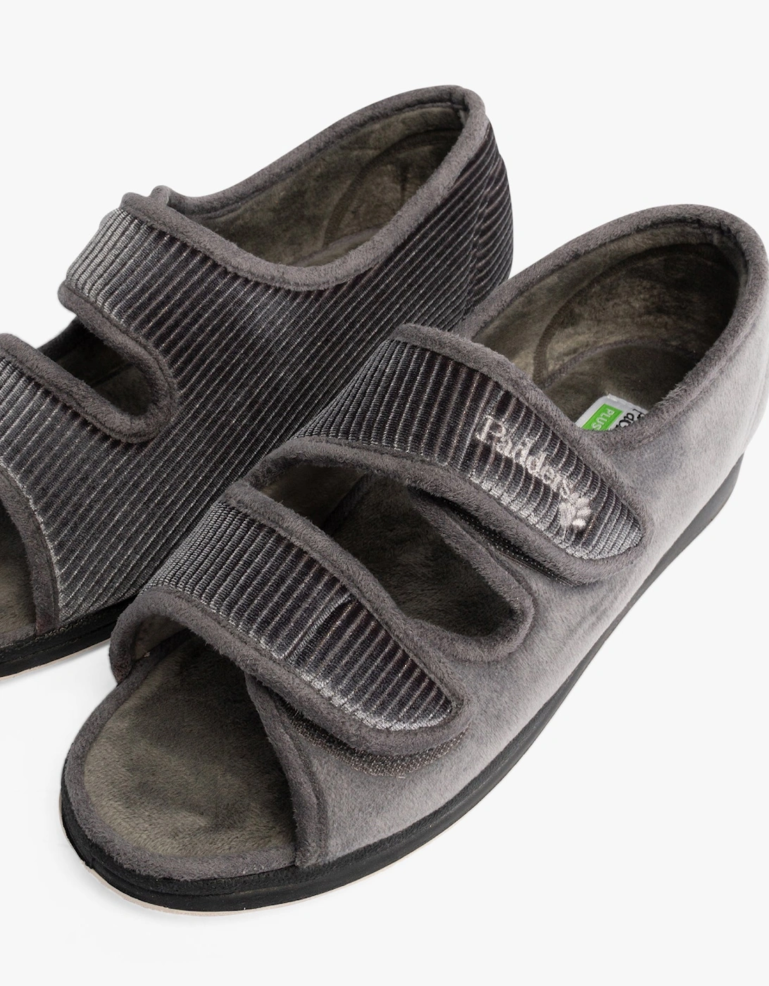 LYDIA X Womens (6E Fit) Touch Fasten Slippers Grey