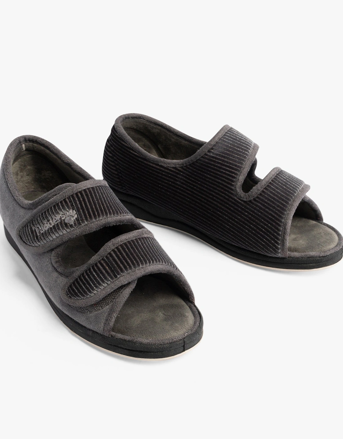 LYDIA X Womens (6E Fit) Touch Fasten Slippers Grey