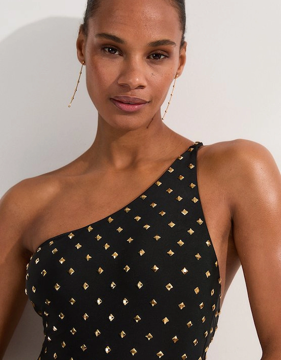 Stud One Shoulder Swimsuit