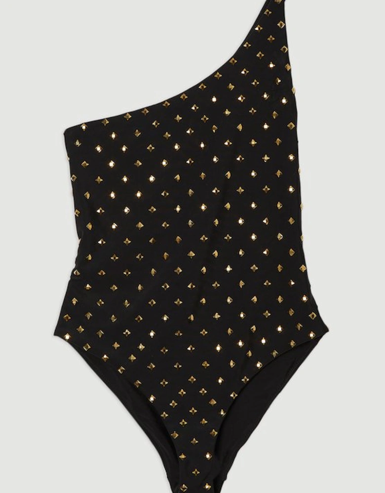 Stud One Shoulder Swimsuit