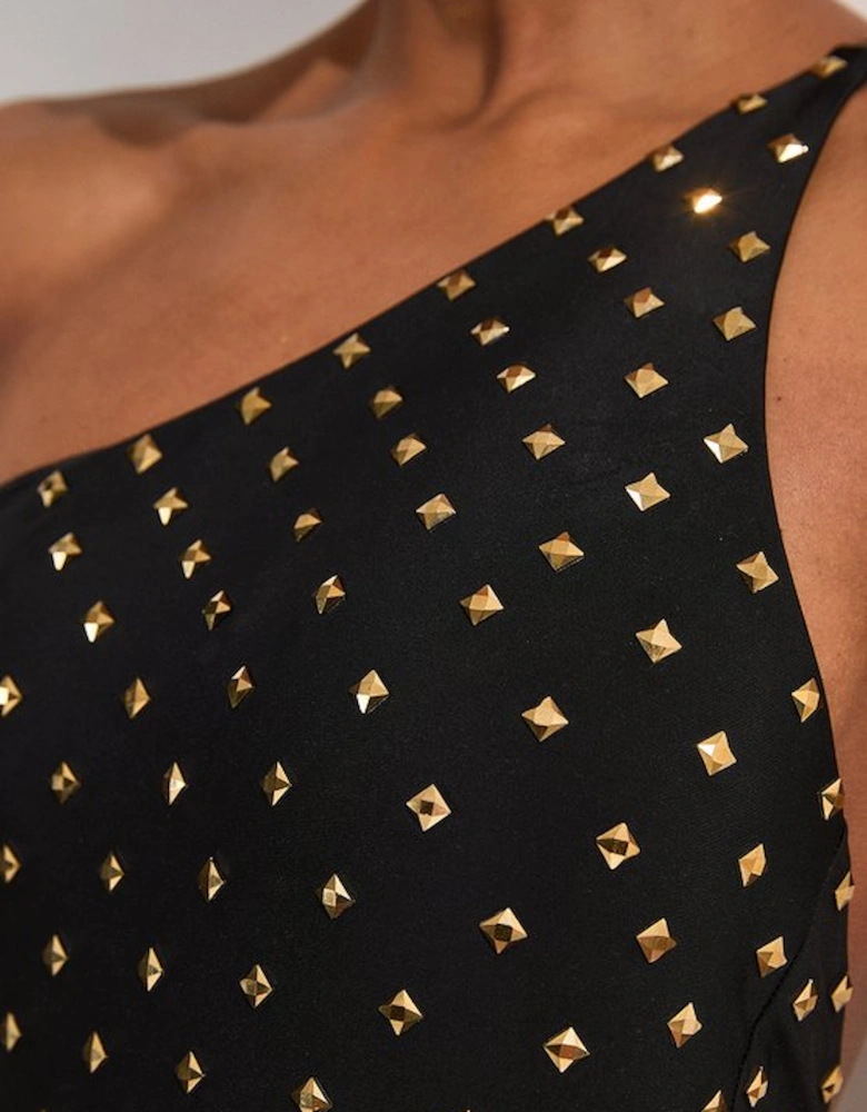 Stud One Shoulder Swimsuit
