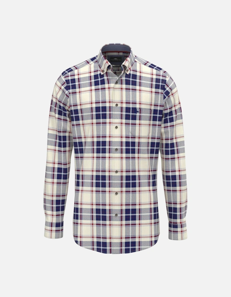 Fynch-Hatton Long Sleeve Checked Shirt Garnet Red