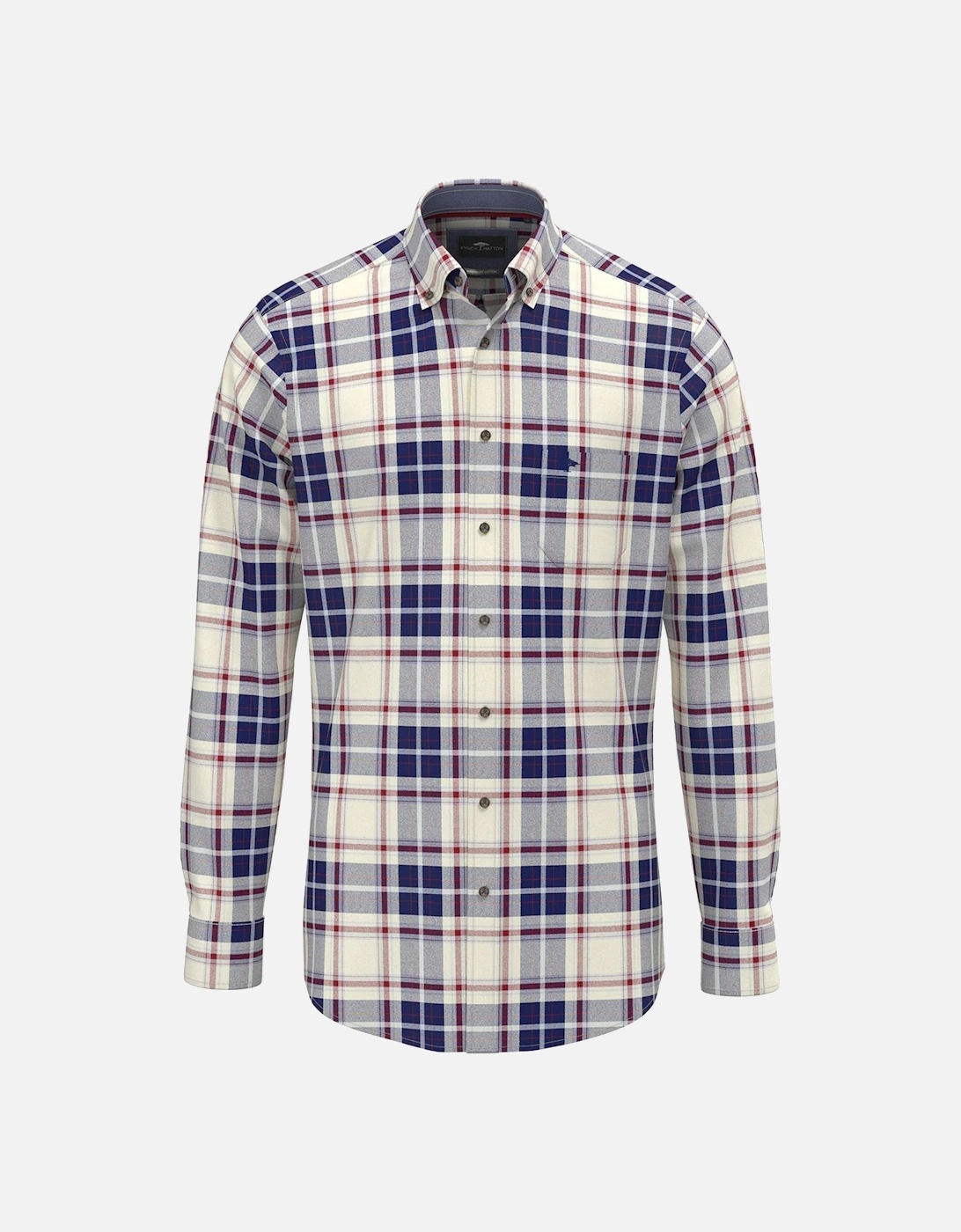 Fynch-Hatton Long Sleeve Checked Shirt Garnet Red, 4 of 3