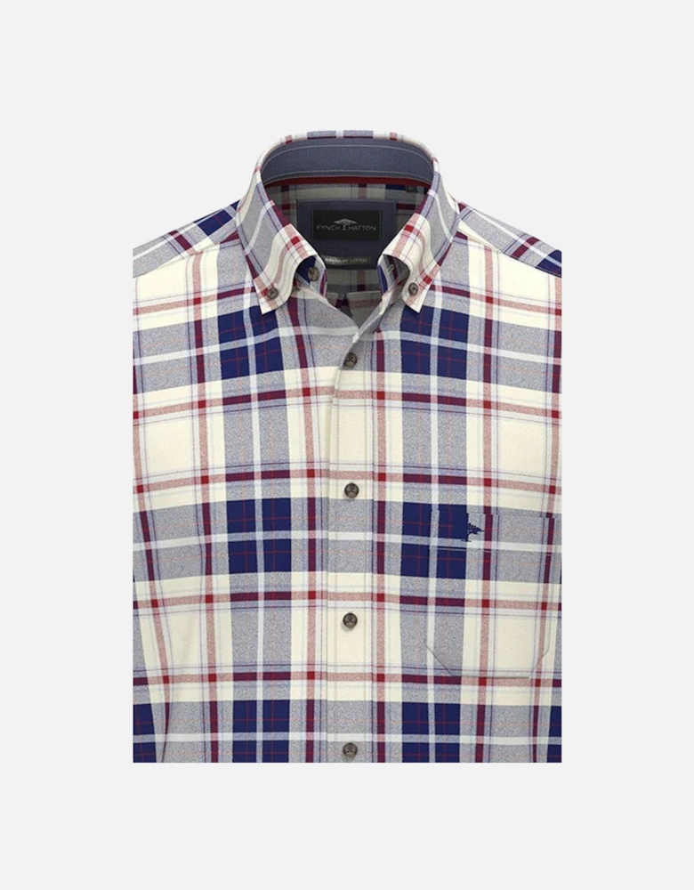 Fynch-Hatton Long Sleeve Checked Shirt Garnet Red