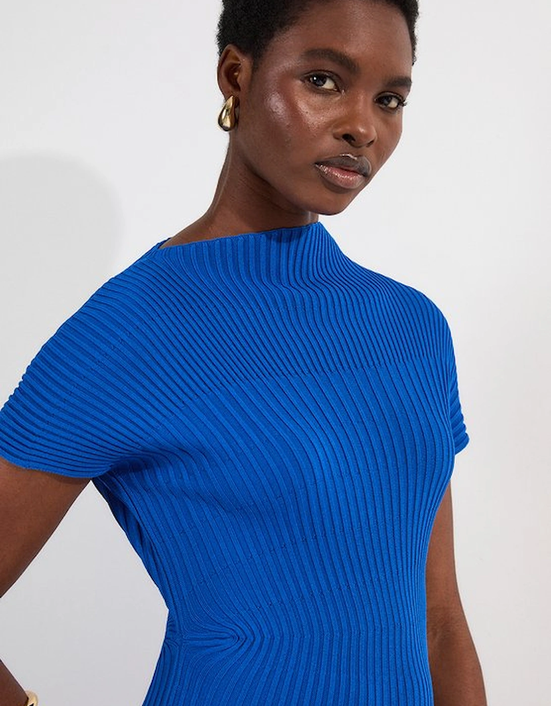 Stitch Detail Knit Midi Dress