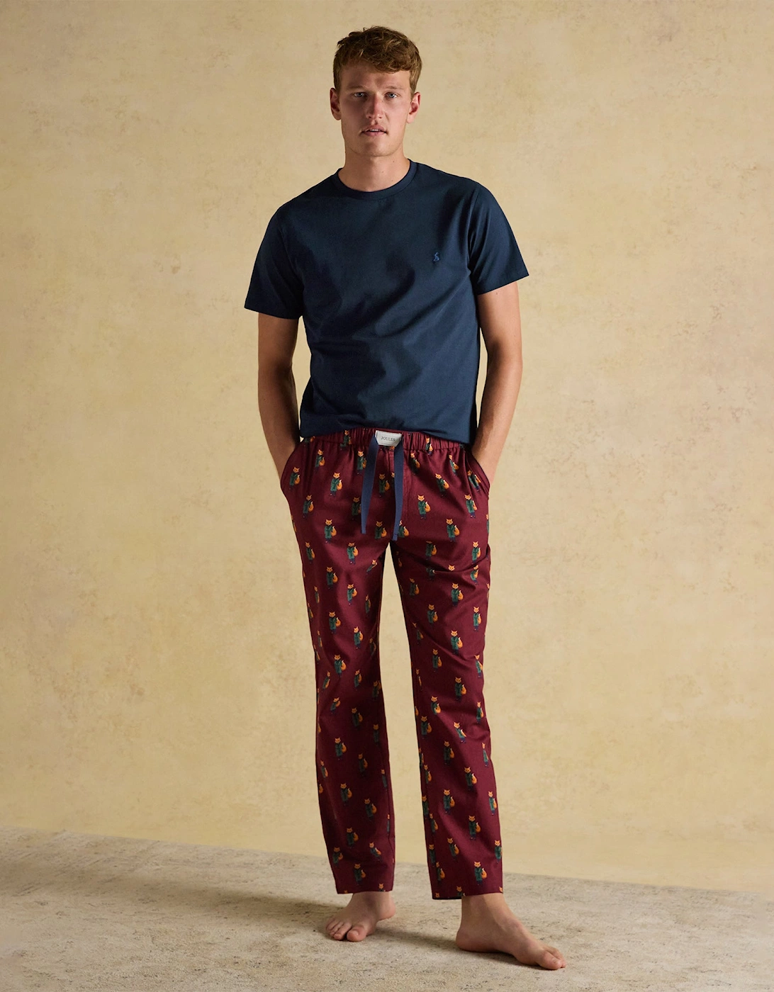 DOZER Mens Pyjama Trousers Burgundy Red