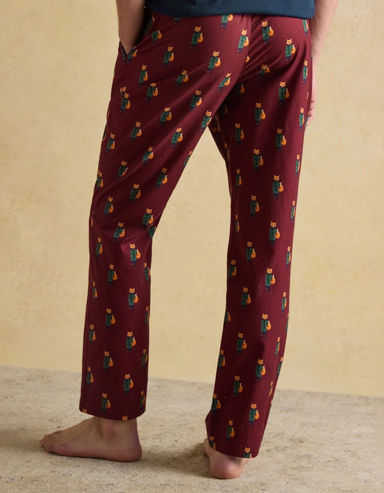 DOZER Mens Pyjama Trousers Burgundy Red