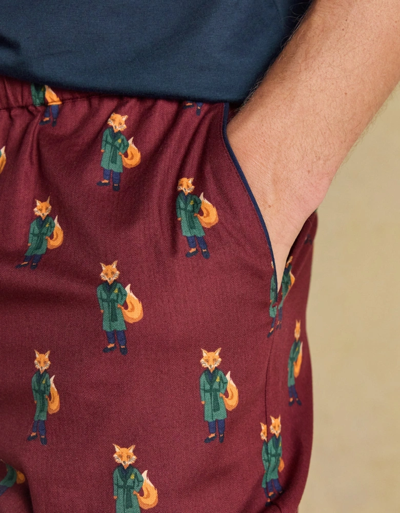 DOZER Mens Pyjama Trousers Burgundy Red