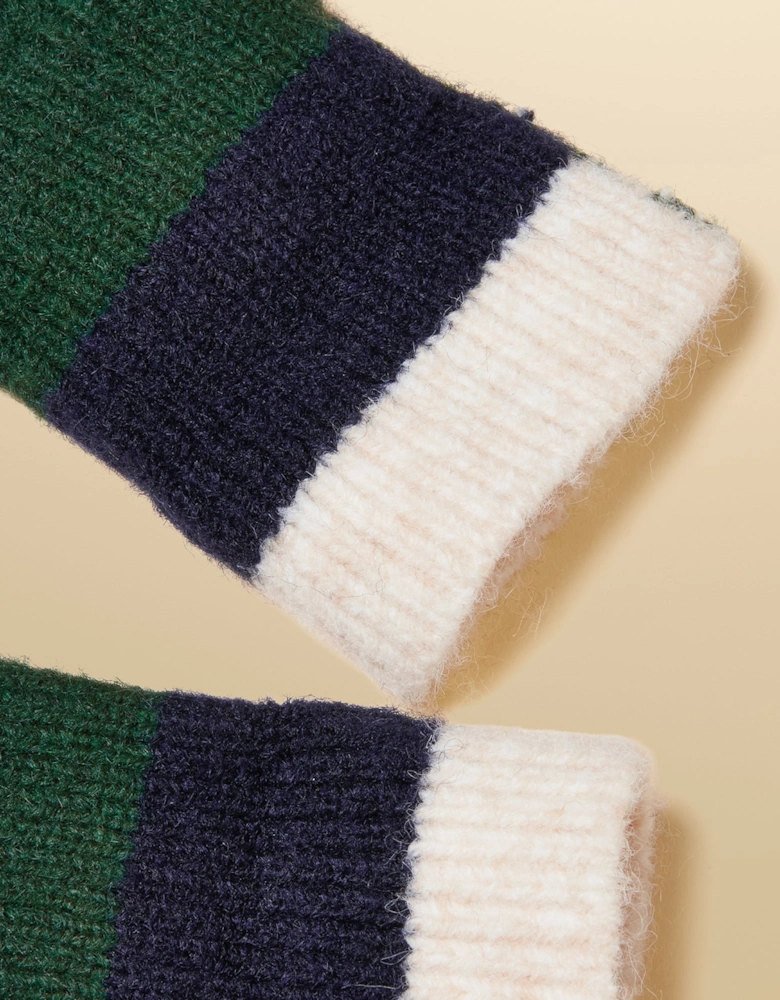 POPLEY STRIPE Womens Gloves Green/Navy
