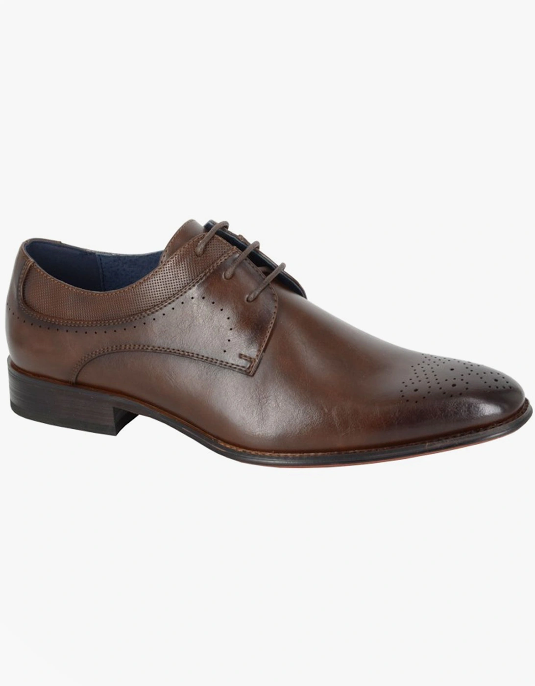 M298DB Mens 3 Eye Brogue Shoes Dark Brown, 2 of 1