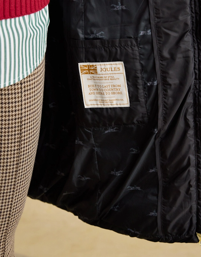 PEMBURY Black Longline Showerproof Padded Gilet with Hood Black