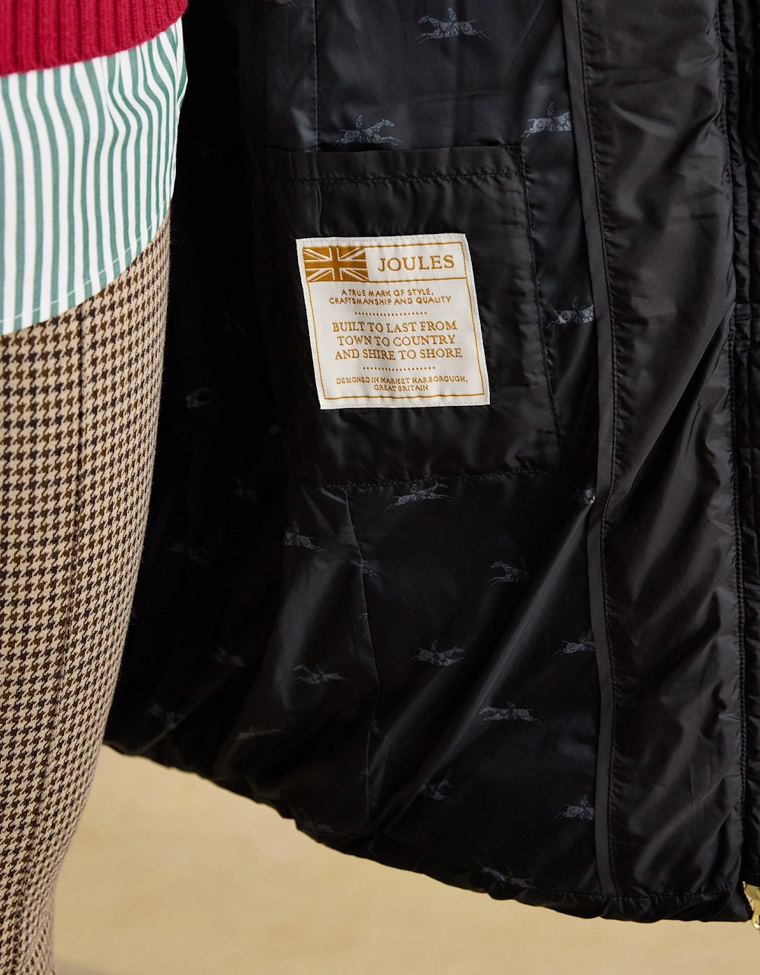 PEMBURY Black Longline Showerproof Padded Gilet with Hood Black