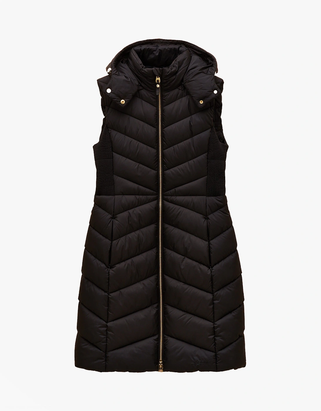 PEMBURY Black Longline Showerproof Padded Gilet with Hood Black, 7 of 6