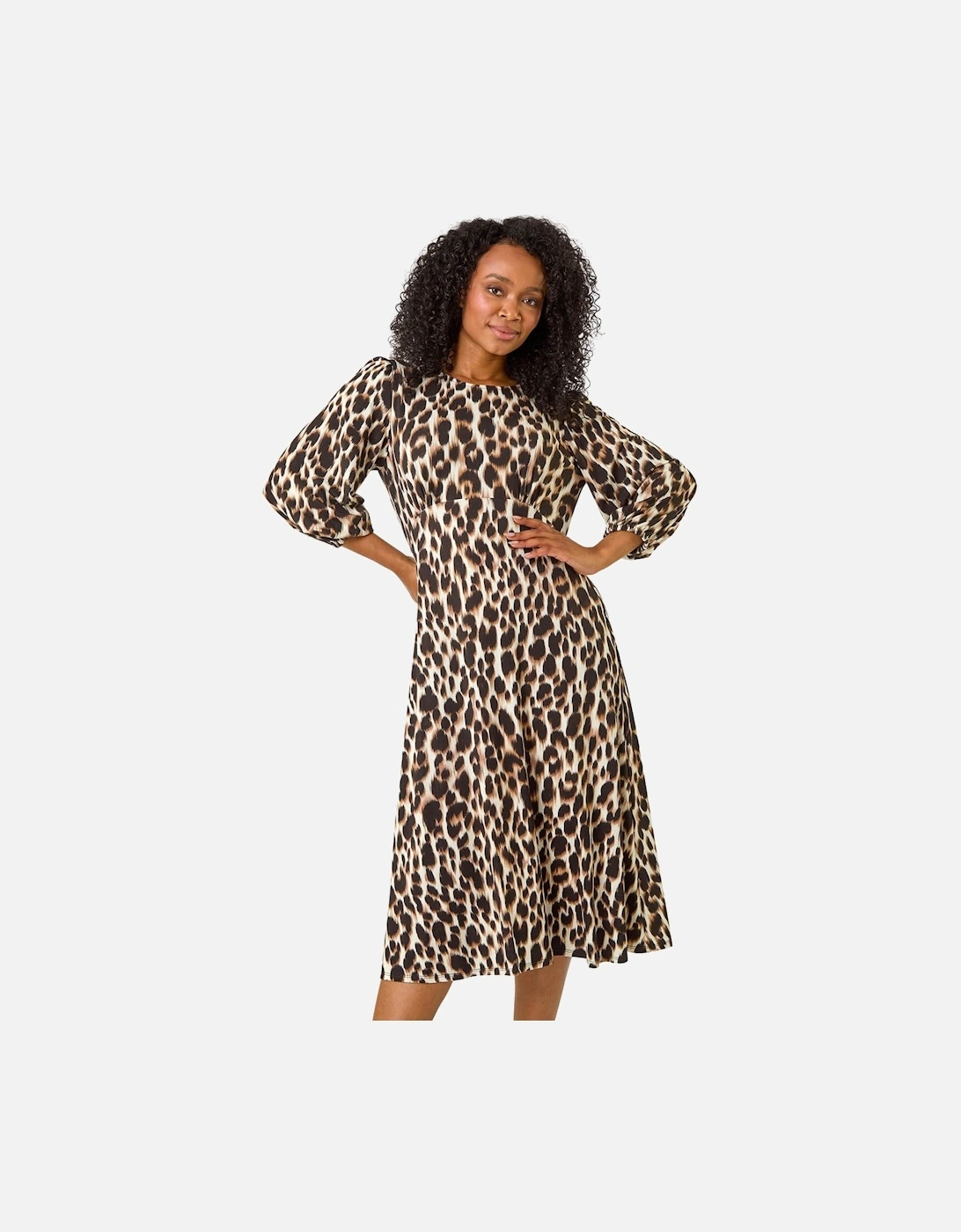 Petite Animal Print Stretch Midi Dress, 2 of 1