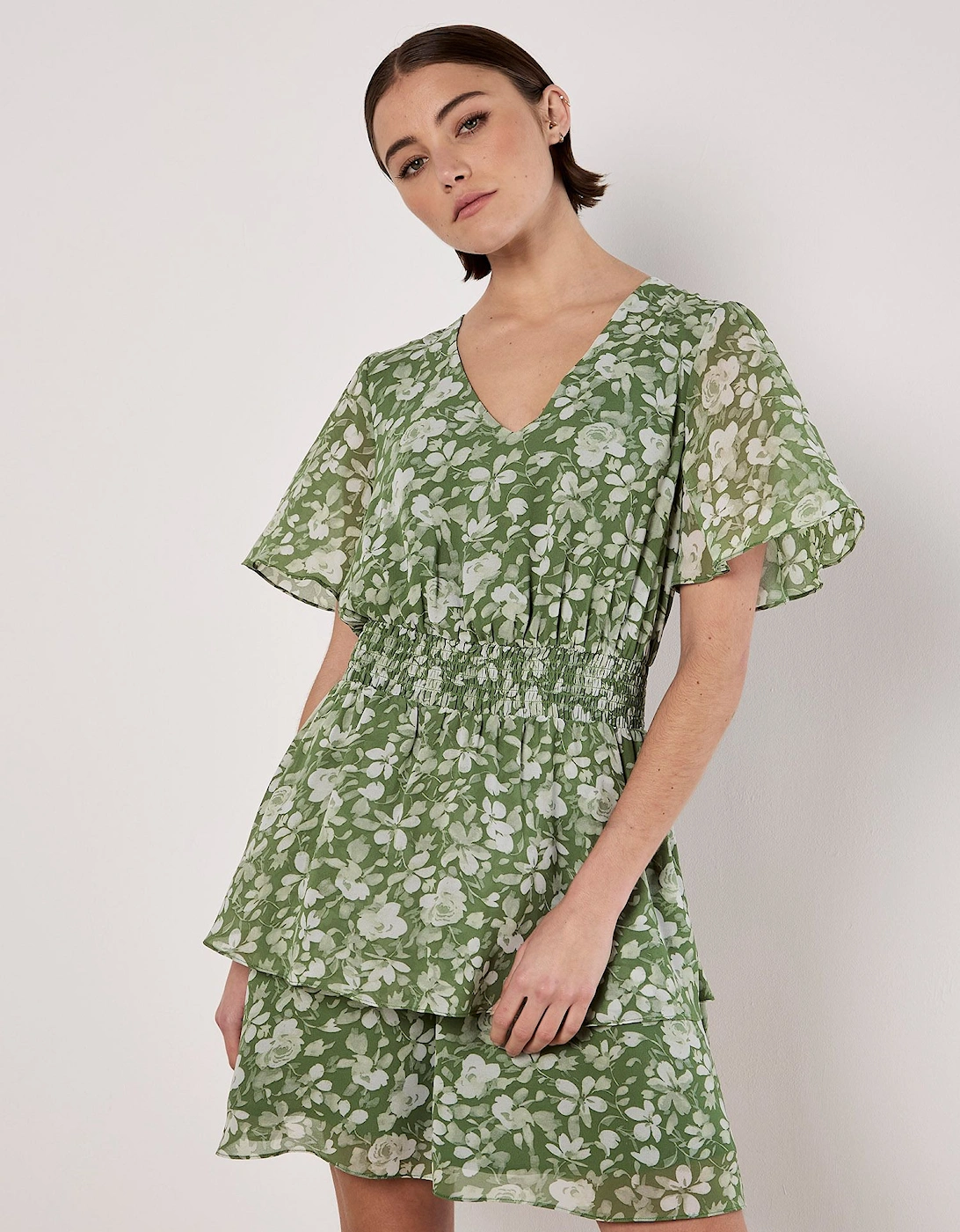 Watercolour Rose Tiered Mini Dress, 2 of 1