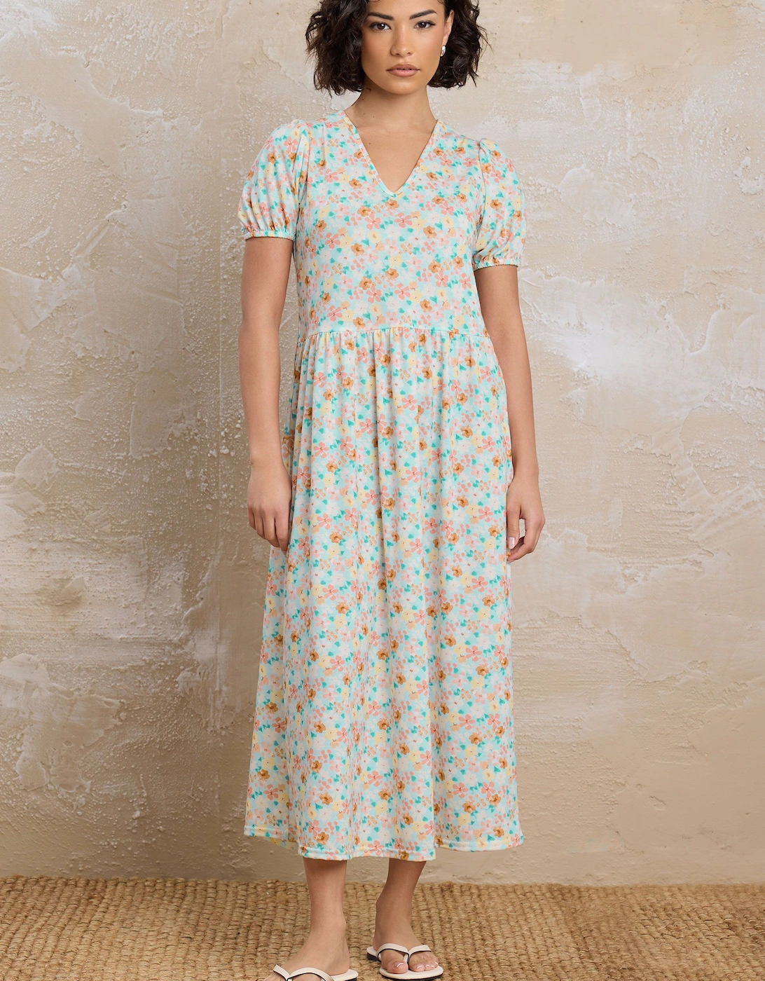 Petite Floral V-Neck Midi Dress, 2 of 1