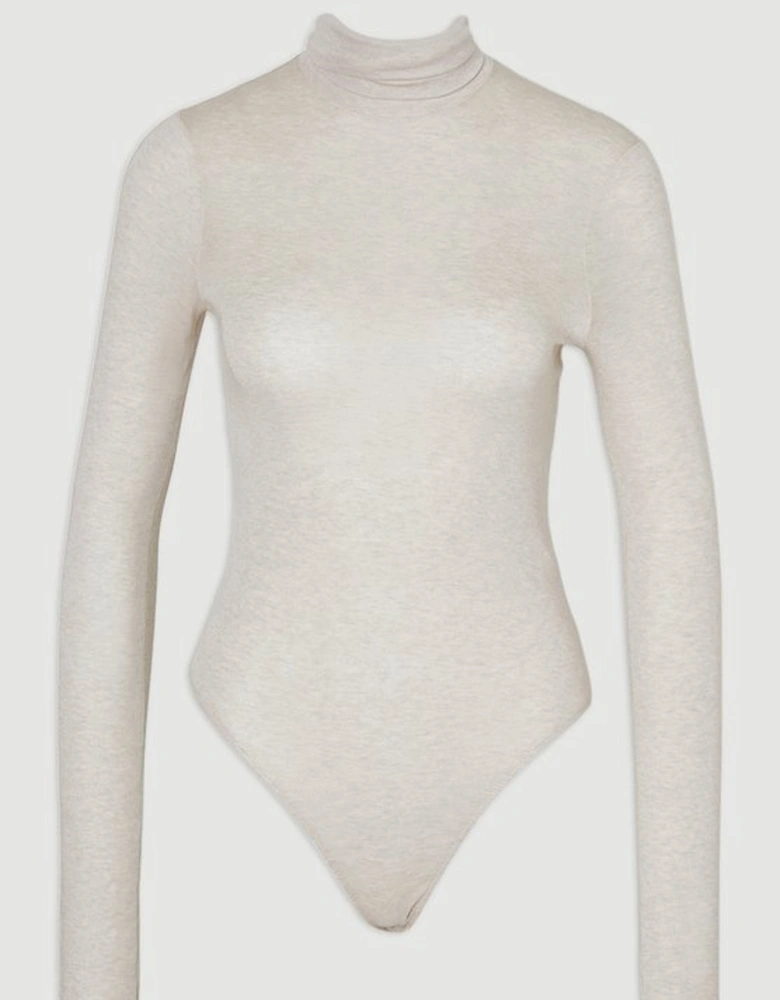 Wool Blend High Neck Long Sleeve Bodysuit