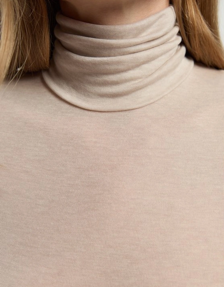 Wool Blend High Neck Long Sleeve Bodysuit