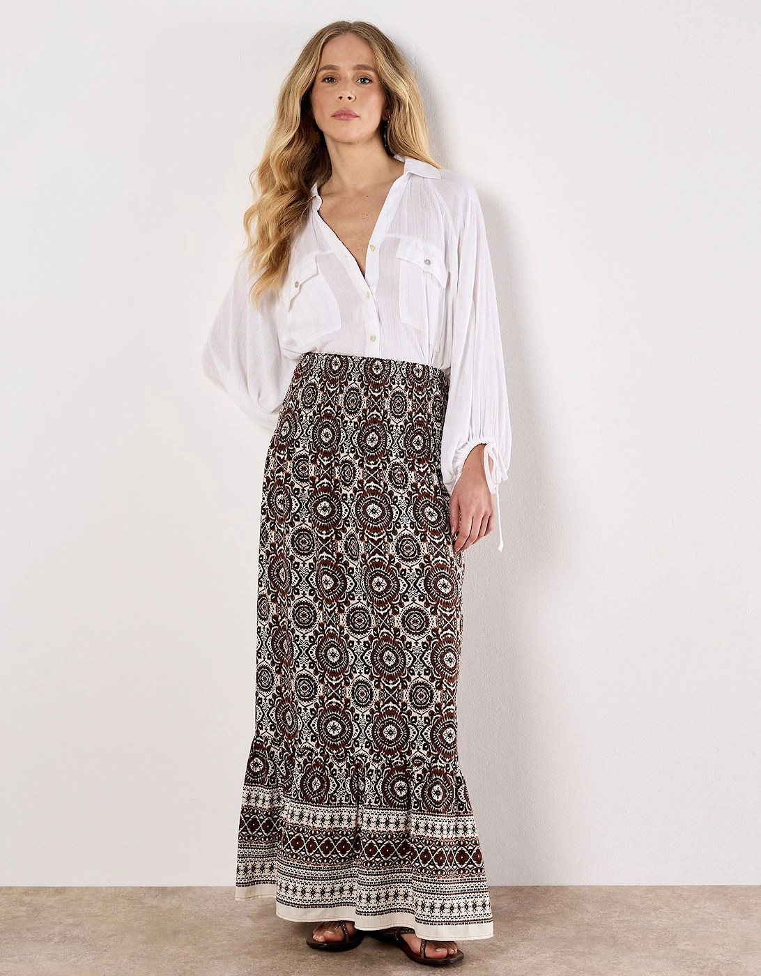 Batik Print Smocked Maxi Skirt, 2 of 1